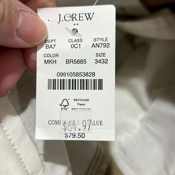 J. Crew Factory AN792 Skinny-fit chino pant NWT/Repaired Khaki NWT size 34/32 - Picture 8 of 13